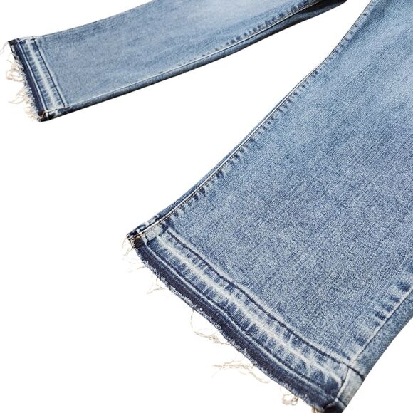 Levi's Wedgie Straight Fit Women's Jeans Raw Hem Blue Denim Cropped High Rise 18 - Picture 3 of 12